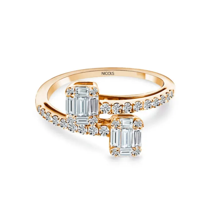 Anillo Diamantes Electra 0.85 Tu Y Yo Oro Rosa
