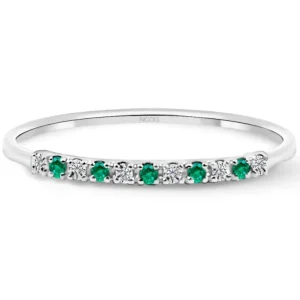Anillo Diamantes Esmeralda Azalea 0.04 Oro Blanco