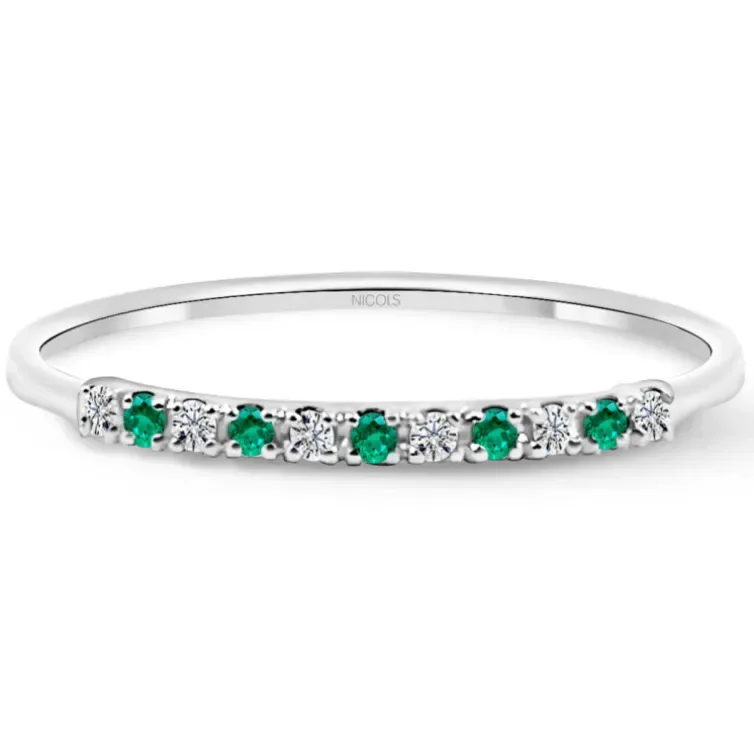 Anillo Diamantes Esmeralda Azalea 0.04 Oro Blanco