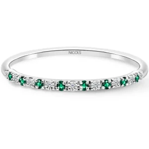 Anillo Diamantes Esmeralda Azalea 0.06 Oro Blanco