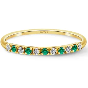 Anillo Diamantes Esmeralda Azalea 0.08 Oro Amarillo