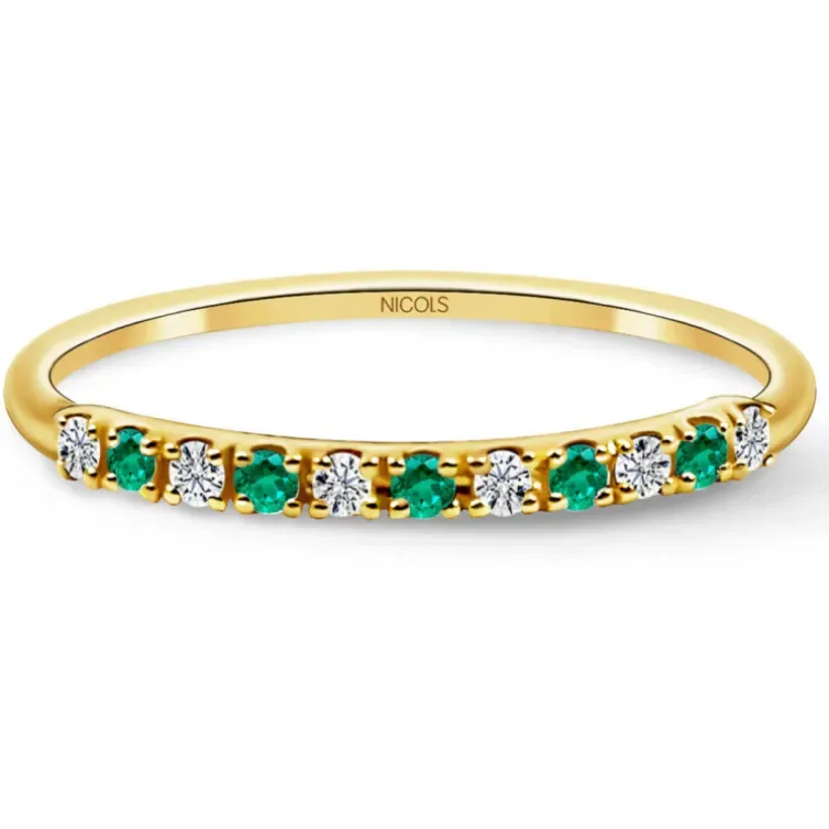 Anillo Diamantes Esmeralda Azalea 0.08 Oro Amarillo
