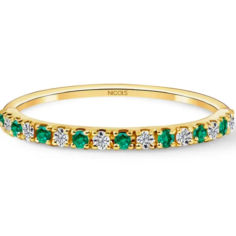 Anillo Diamantes Esmeralda Azalea 0.12 Oro Amarillo