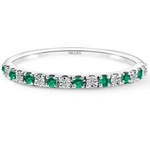 Anillo Diamantes Esmeralda Azalea 0.12 Oro Blanco