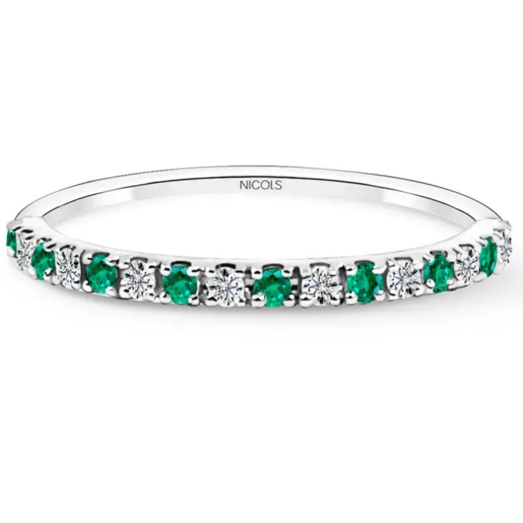 Anillo Diamantes Esmeralda Azalea 0.12 Oro Blanco