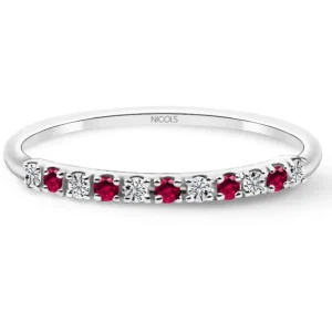 Anillo Diamantes Rubi Azalea 0.08 Oro Blanco