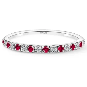 Anillo Diamantes Rubi Azalea 0.12 Oro Blanco