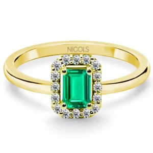 Anillo Esmeralda Sunset Rectangle 0.40Ct Oro Amarillo