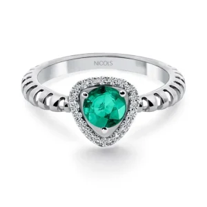 Anillo Esmeralda Verde Y Diamantes Triangle