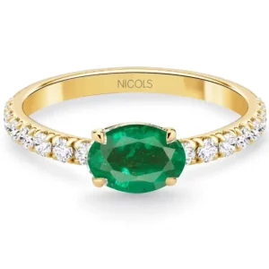 Anillo Esmeralda y Diamantes Lolita 0.45 Oro Amarillo