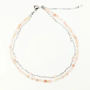 Pulsera de cuarzo rosa doble
